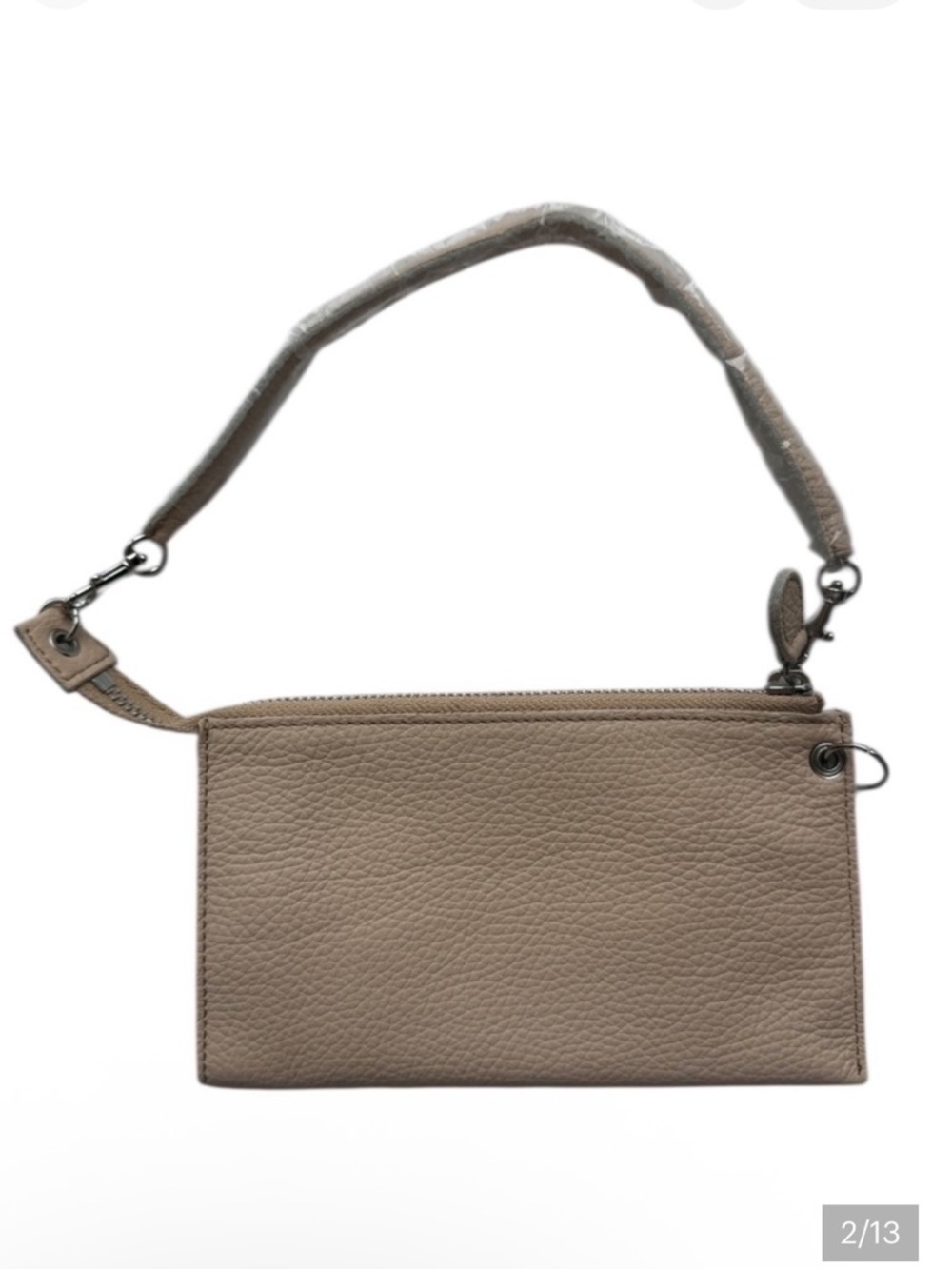 RABEANCO Cream Tan Leather Wristlet Clutch Convertible Bag NWOT Minimalist - Picture 2 of 10